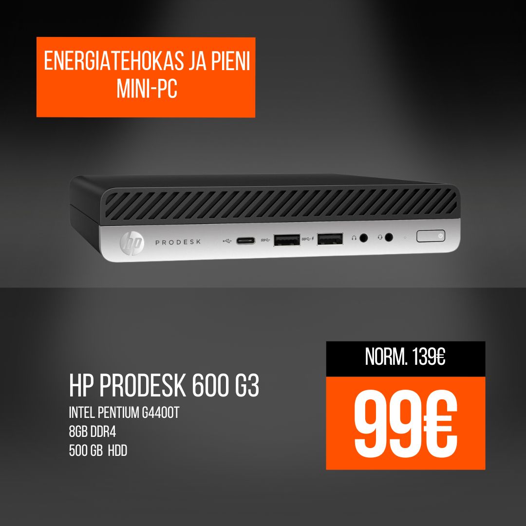 HP ProDesk 600 G3 DM Mini G4400T 8GB RAM 500GB HDD Windows 10 A Kärkitarjous